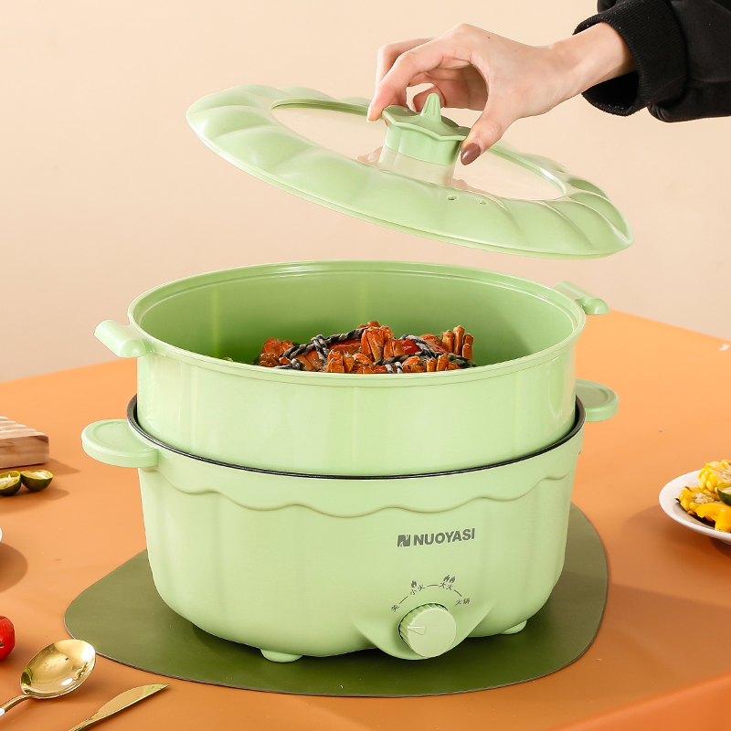 Electric Pot 4L Hot Pot Electric Rapid Noodles Cooker With Non-Stick Frying Pan