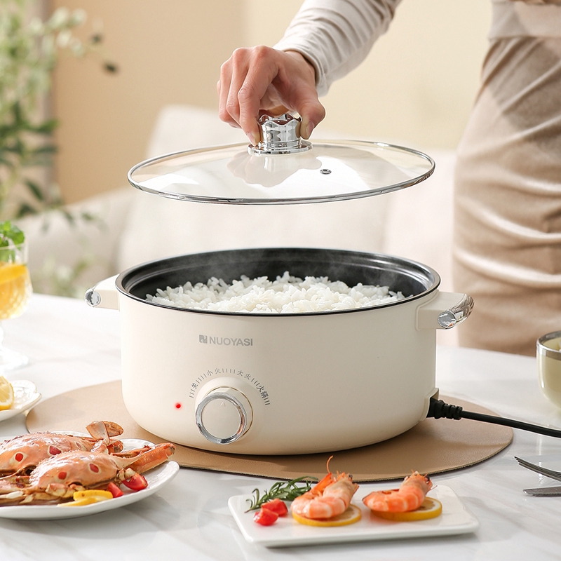 Hot Pot Electric With Steamer 4LRamen Cooker Non-Stick Sauté Pan