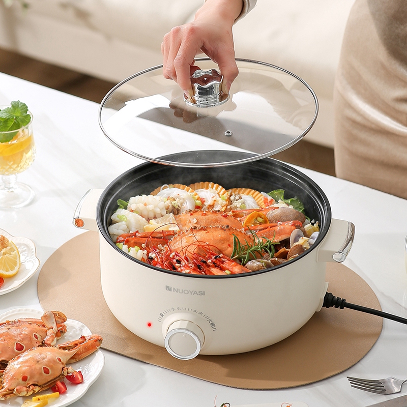 Hot Pot Electric With Steamer 4LRamen Cooker Non-Stick Sauté Pan
