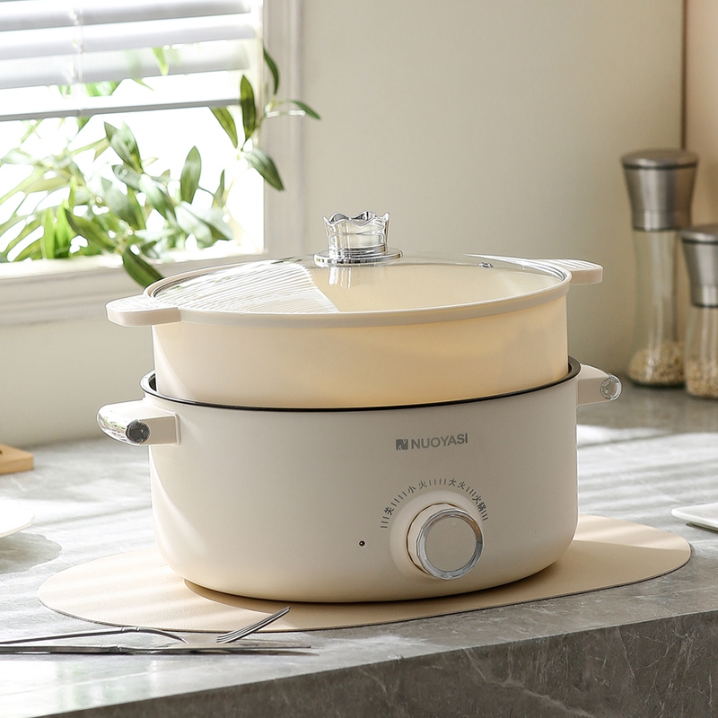 Hot Pot Electric With Steamer 4LRamen Cooker Non-Stick Sauté Pan