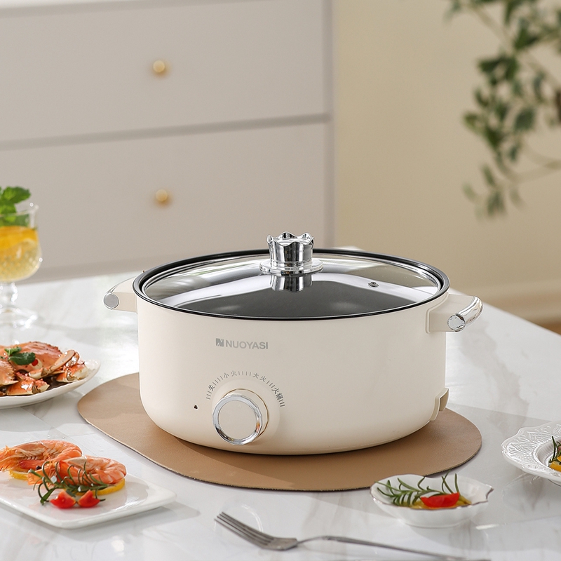 Hot Pot Electric With Steamer 4LRamen Cooker Non-Stick Sauté Pan