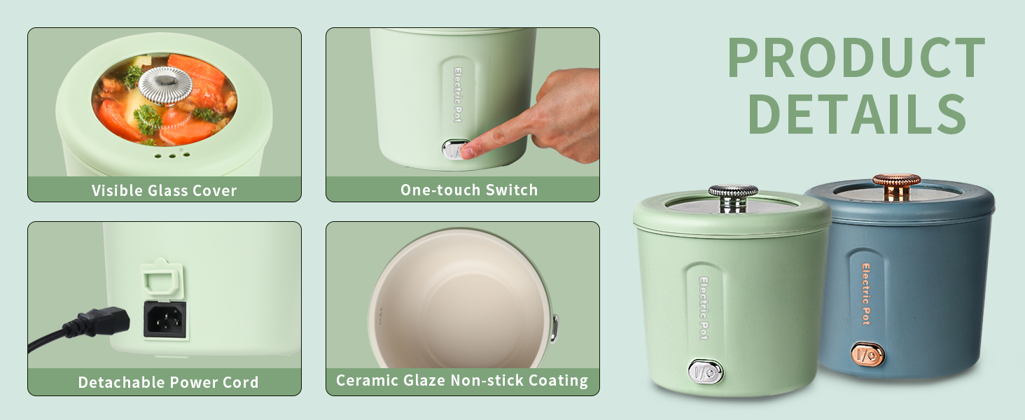 Hot Pot Electric, 1L Mini Ramen Cooker, 450W Rapid Noodles Cooker