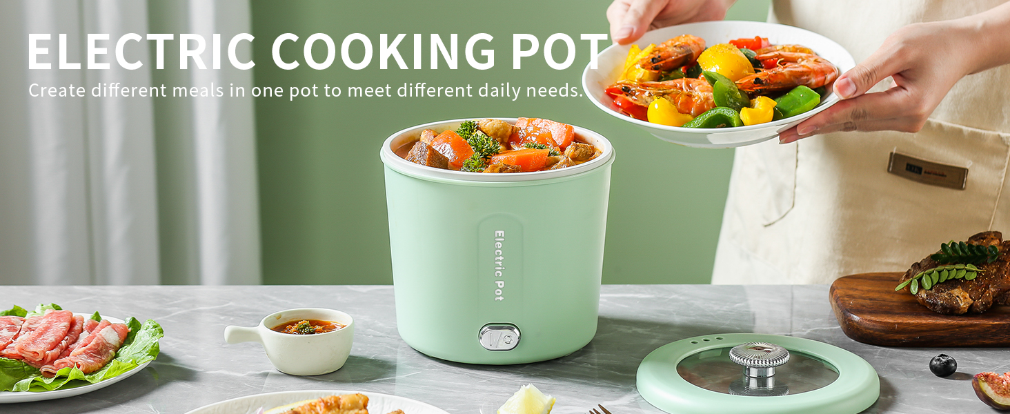 Hot Pot Electric, 1L Mini Ramen Cooker, 450W Rapid Noodles Cooker