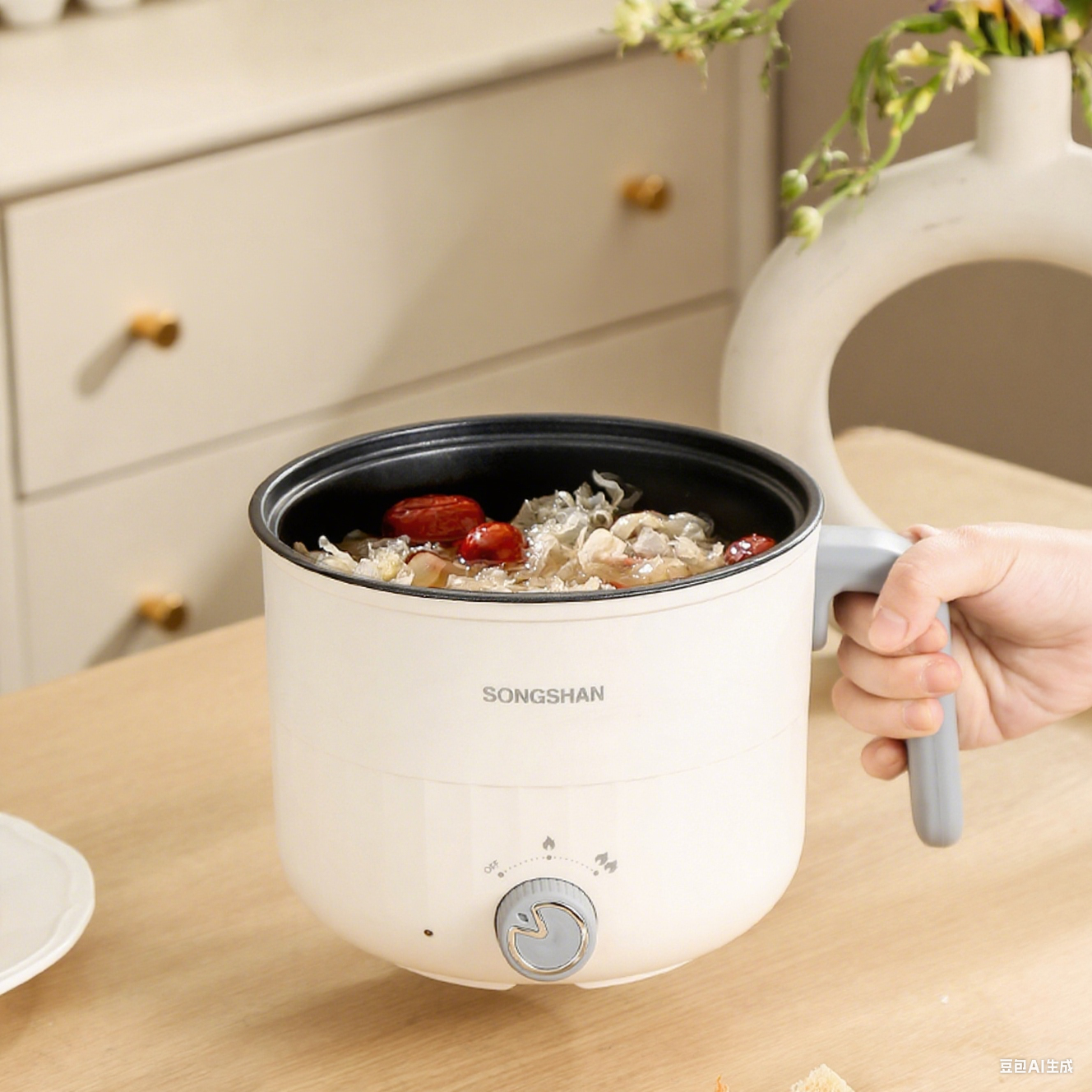 Multi Cook Electric Pot with Steamer 1.2 Liters Stainless Steel Non-stick Inner Pot