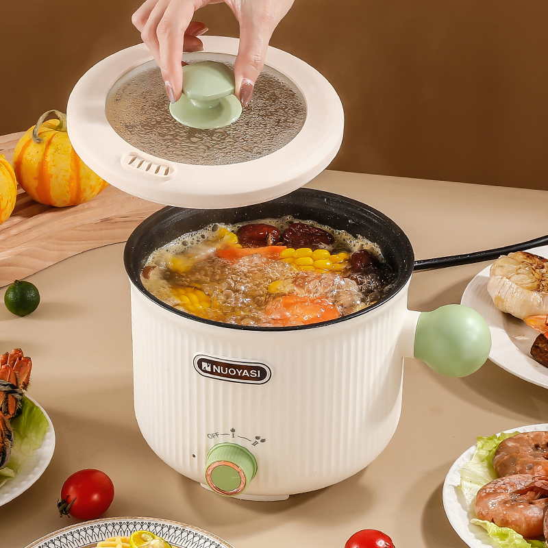 Portable Electric Hot Pot Non Stick Cooker And Multifuntional Electric Cooking Pot 1.2L With Steamer