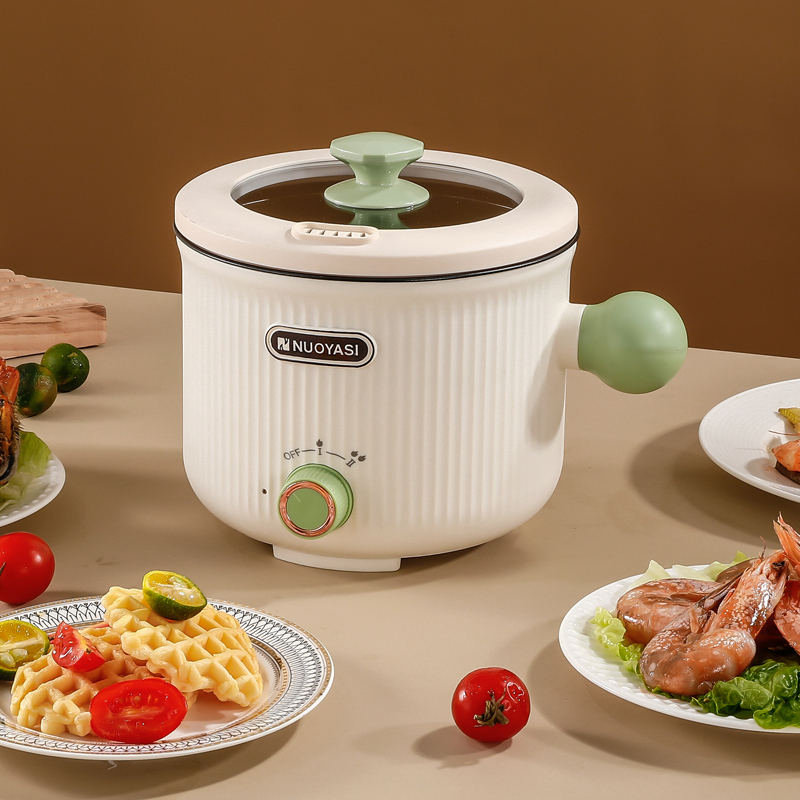 Portable Electric Hot Pot Non Stick Cooker And Multifuntional Electric Cooking Pot 1.2L With Steamer