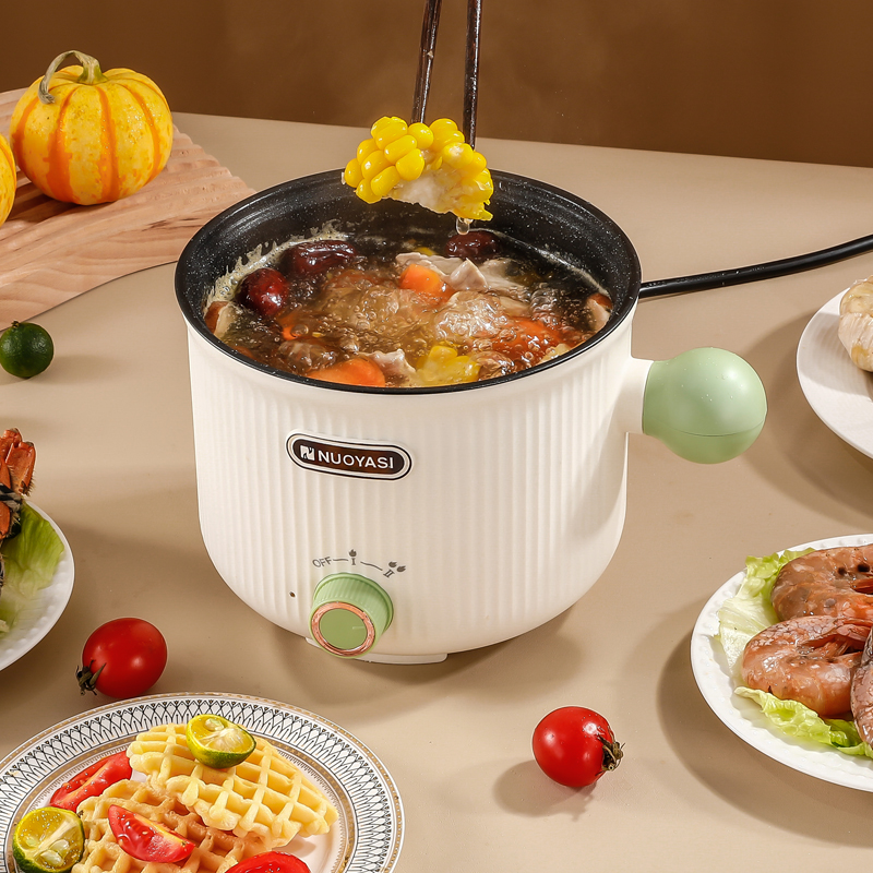 Portable Electric Hot Pot Non Stick Cooker And Multifuntional Electric Cooking Pot 1.2L With Steamer