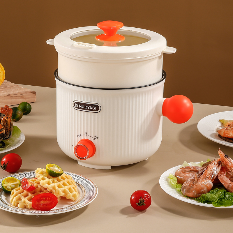 Portable Electric Hot Pot Non Stick Cooker And Multifuntional Electric Cooking Pot 1.2L With Steamer