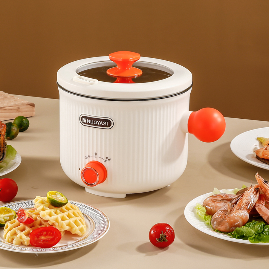 Portable Electric Hot Pot Non Stick Cooker And Multifuntional Electric Cooking Pot 1.2L With Steamer