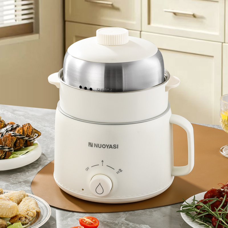Household Electric Cooking Pot with Stainless Steel 304 Inner and Basket Steam Grid