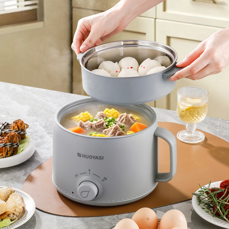 Household Electric Cooking Pot with Stainless Steel 304 Inner and Basket Steam Grid