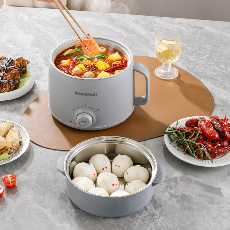 Household Electric Cooking Pot with Stainless Steel 304 Inner and Basket Steam Grid