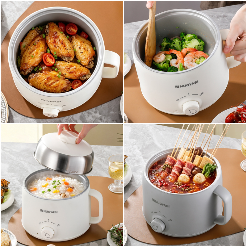 Household Electric Cooking Pot with Stainless Steel 304 Inner and Basket Steam Grid